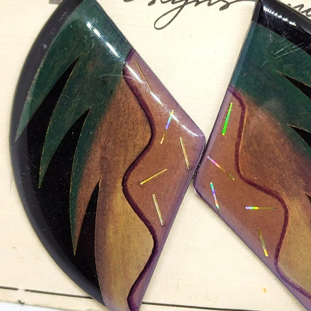 NOC RETRO 1980's NoAnne Boho Hippie Earth Tone Handmade Pierced Earrings